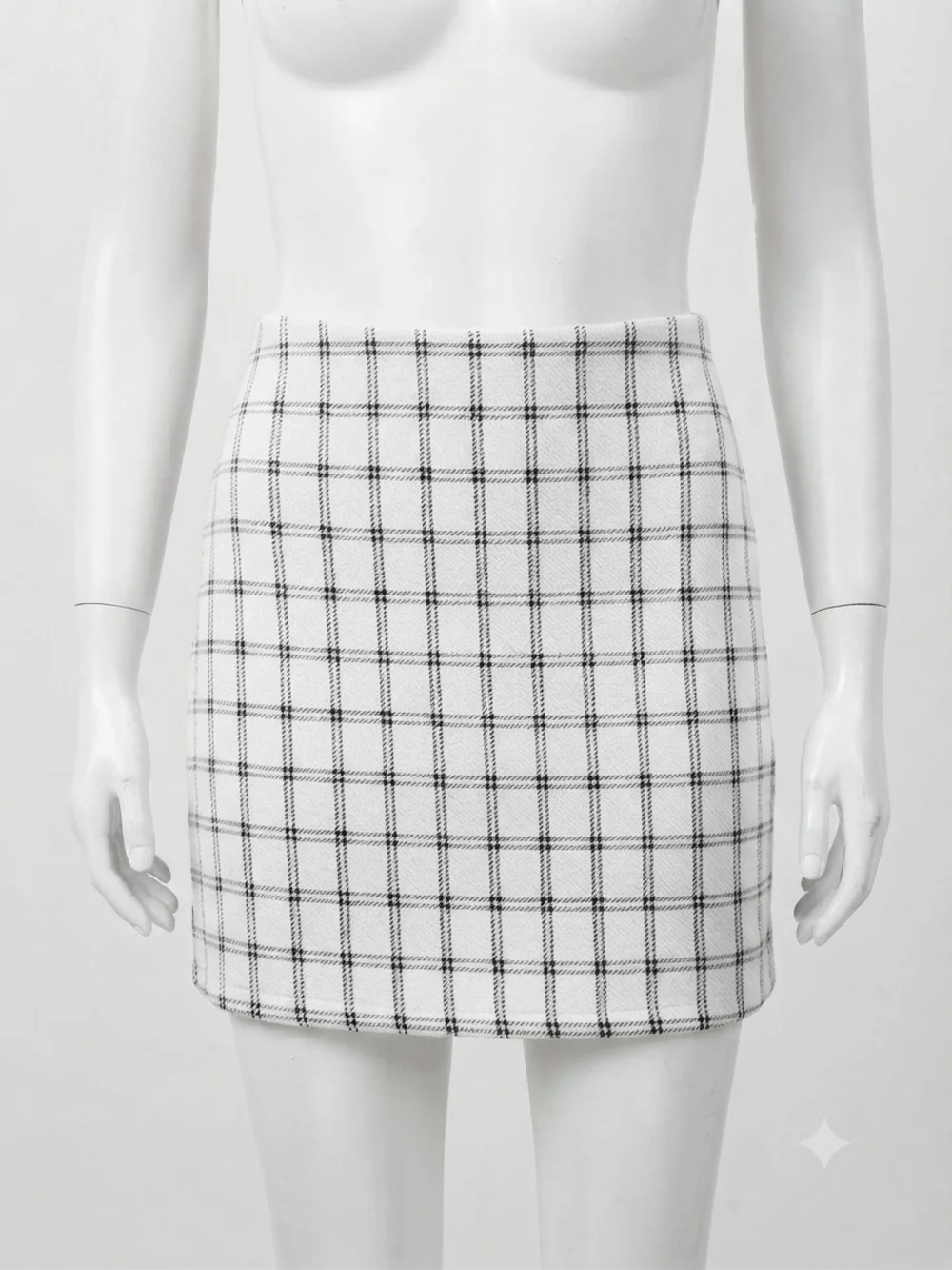 J. Jill Cream Mini Skirt with Black Windowpane Plaid